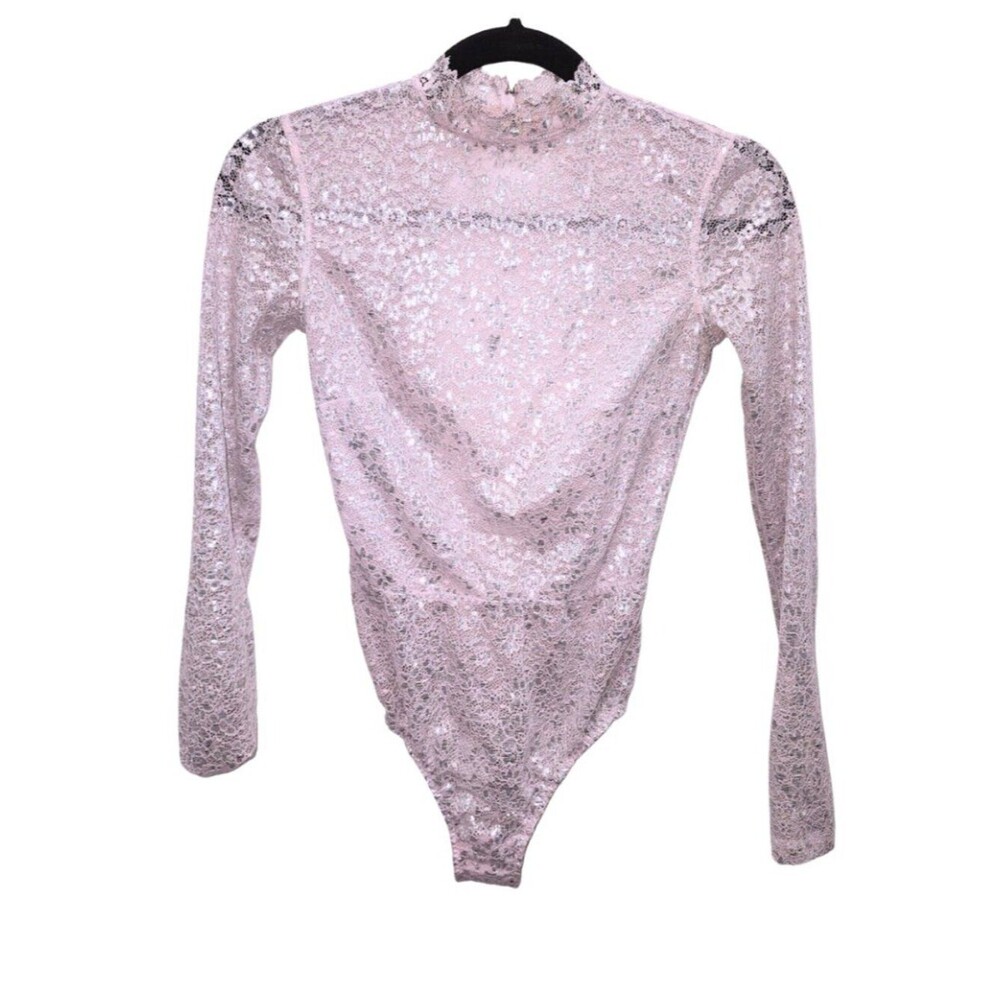 Victoria's Secret Sparkly Lace Light Pink Bodysuit. Size . NEW - Picture 2 of 6